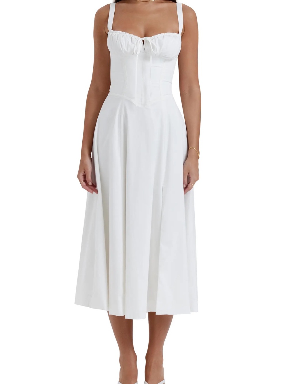 House of CB White Carmen Corset Midi Dress